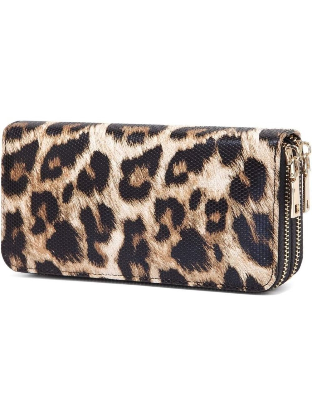 Stylish Leopard Travel Wallet for Women - Double Zipper, Large Capacity, Cheetah